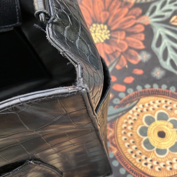 BEIS Large Black Croc Embossed Work Tote - Picture 6 of 15